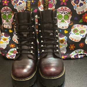 Dr. Martens Burgundy Leather Combat Boots